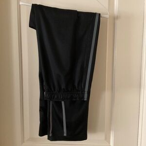 Nike, Workout Pants, Medium, Black, Grey Stripes
